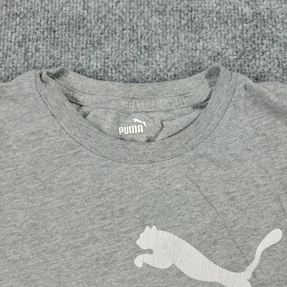 Puma Shirt Men Small Gray Logo Graphic Tee Crew Neck Short Sleeve Pullover Adult - Picture 4 of 15